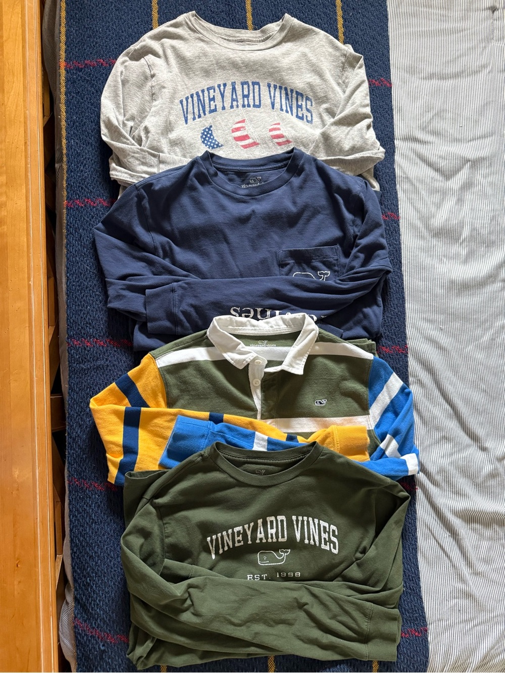 Vineyard Vines Kid’s XL bundle of Long Sleeve Tee 100% Cotton